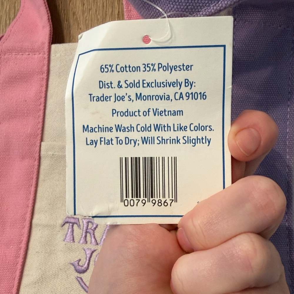 Set of Trader Joe’s Mini Pastel Canvas Totes - Picture 2 of 3